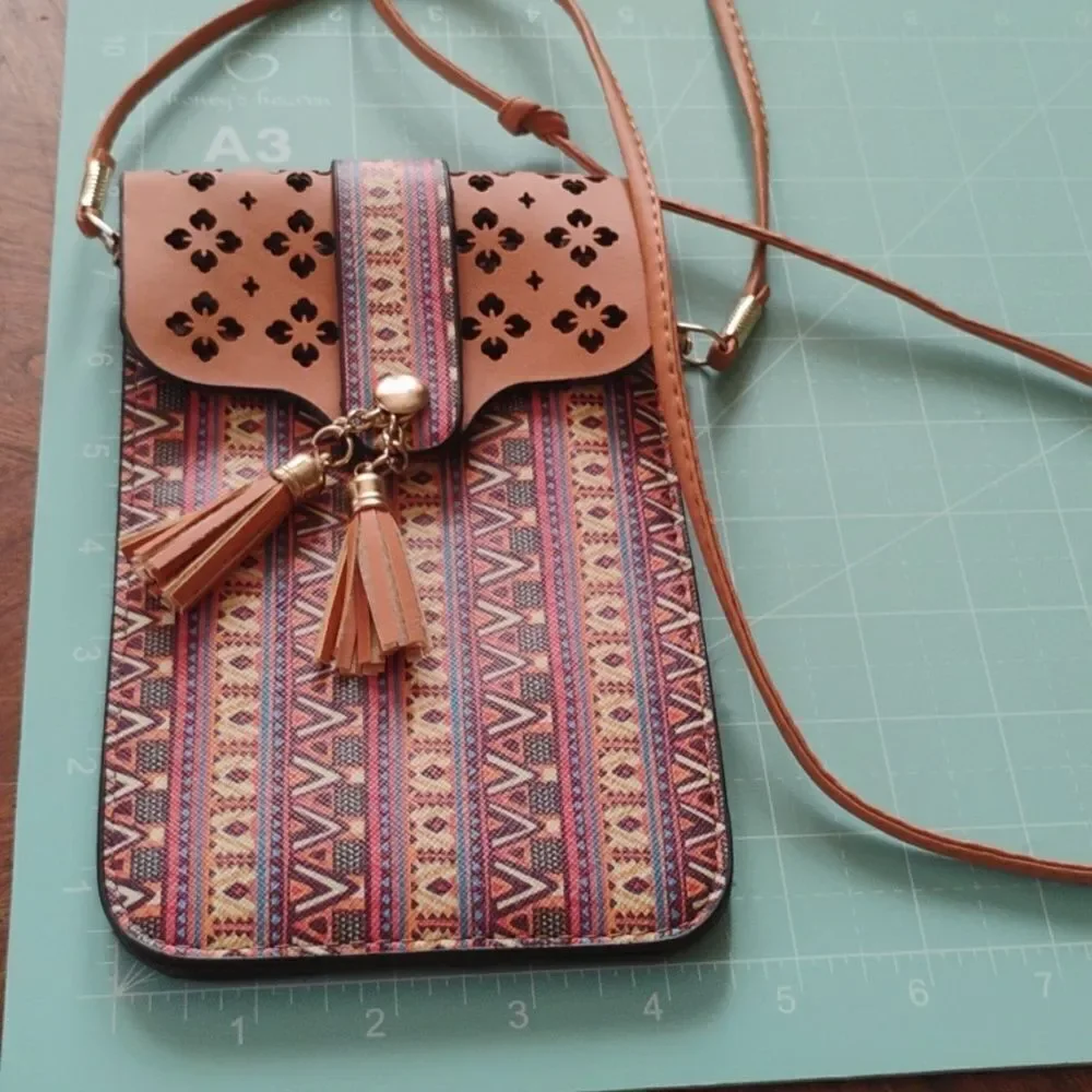 (1020) Brown and Black Crossbody Phone Holder